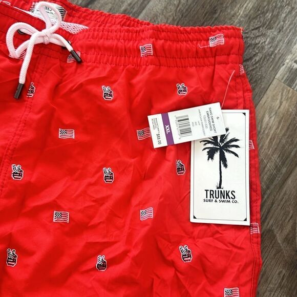 Trunks Surf & Swim Co. Sano Embroidered Regular Fit Swim Trunks Mens Red XXL NWT - Picture 6 of 7